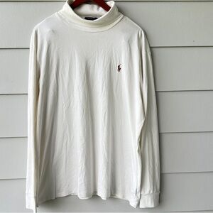 Polo Ralph Lauren Shirt Mens XXL White Turtle Neck Long Sleeve Soft Touch